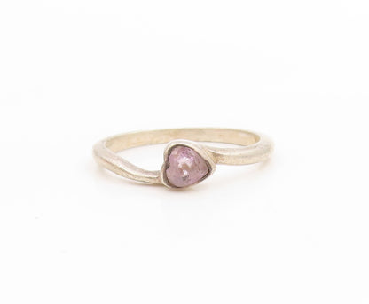 925 Sterling Silver Vintage Ring Amethyst Love Heart Bypass Band  Sz 7  RG34128