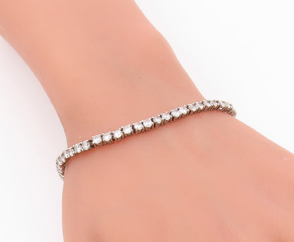 925 Sterling Silver  Vintage Round Cut Cubic Zirconia Chain Bracelet  BT5111