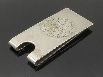 MEXICO 925 Sterling Silver  Vintage Aztec Sun Calendar Money Clip  TR2202