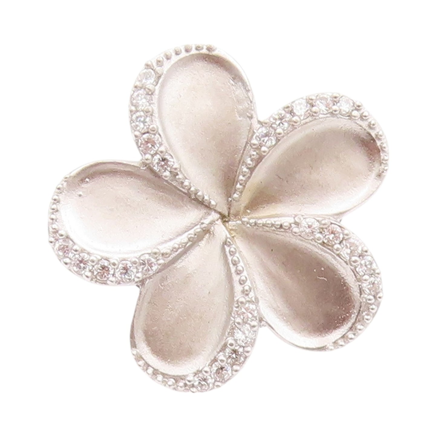 925 Sterling Silver Vintage Ring Designer CZ Bordered Cutout Flower Sz 7 RG31895