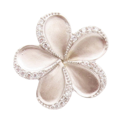 925 Sterling Silver Vintage Ring Designer CZ Bordered Cutout Flower Sz 7 RG31895