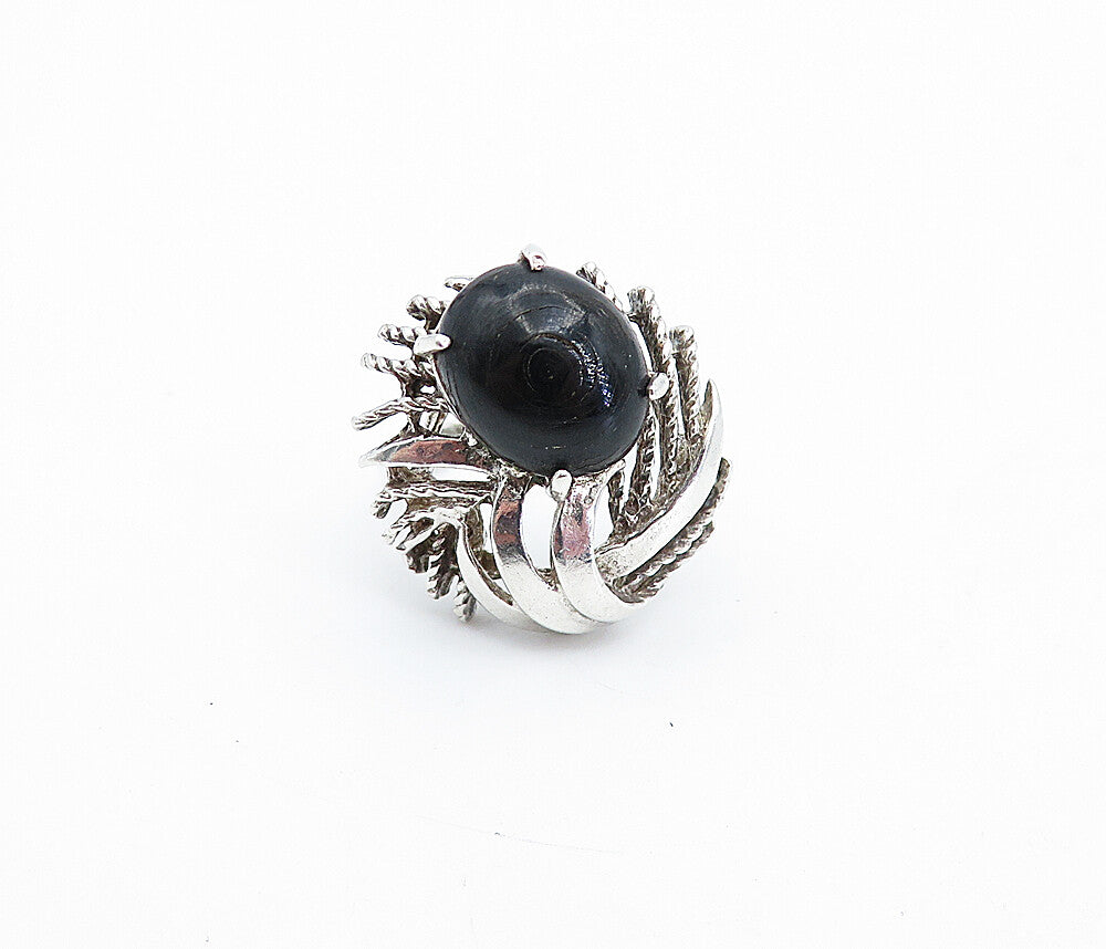 925 Sterling Silver  Vintage Black Onyx Twist Cocktail Ring Sz 6.5  RG4275