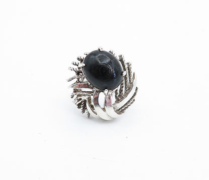 925 Sterling Silver  Vintage Black Onyx Twist Cocktail Ring Sz 6.5  RG4275