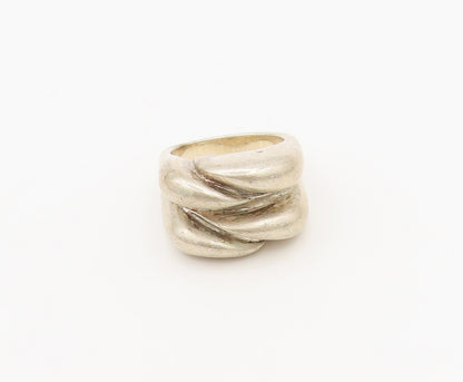 S. PALIU SPAIN 925 Silver  Vintage Solid Swirly Carved Wave Ring Sz 7  RG27467