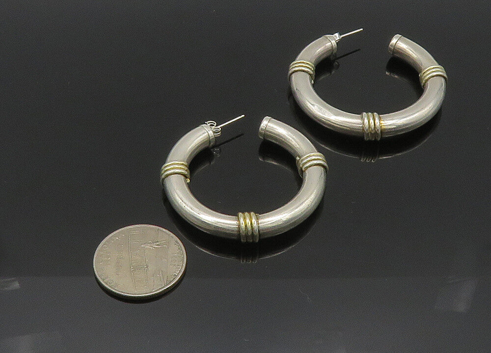 925 Sterling Silver  Vintage Wrapped Detail Hollow JHoop Earrings  EG10376