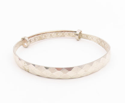 CHINESE 925 Silver  Vintage Diamond Pattern Hidden Message Bracelet  BT9363