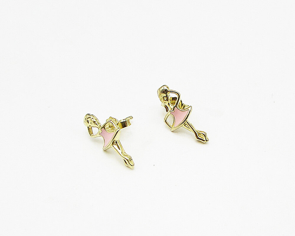Gold Over 925 Silver  Enamel Dancing Ballerina Pendant & Earrings Set  TR1004