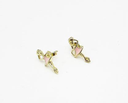 Gold Over 925 Silver  Enamel Dancing Ballerina Pendant & Earrings Set  TR1004