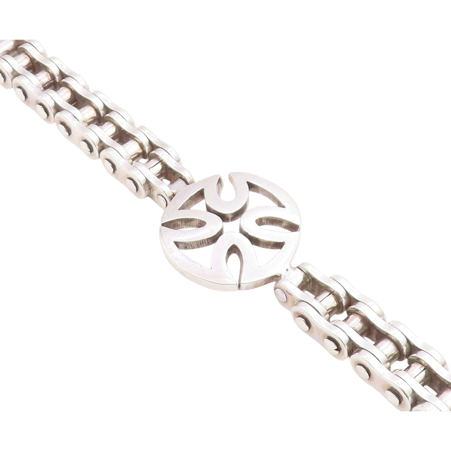 925 Sterling Silver  Vintage Shiny Open Cross Bicycle Chain Bracelet  BT8004