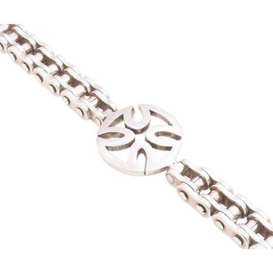 925 Sterling Silver  Vintage Shiny Open Cross Bicycle Chain Bracelet  BT8004