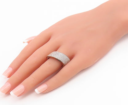 925 Sterling Silver Vintage Ring Gold Plated CZ Eternal Wave Band  Sz 8  RG36708