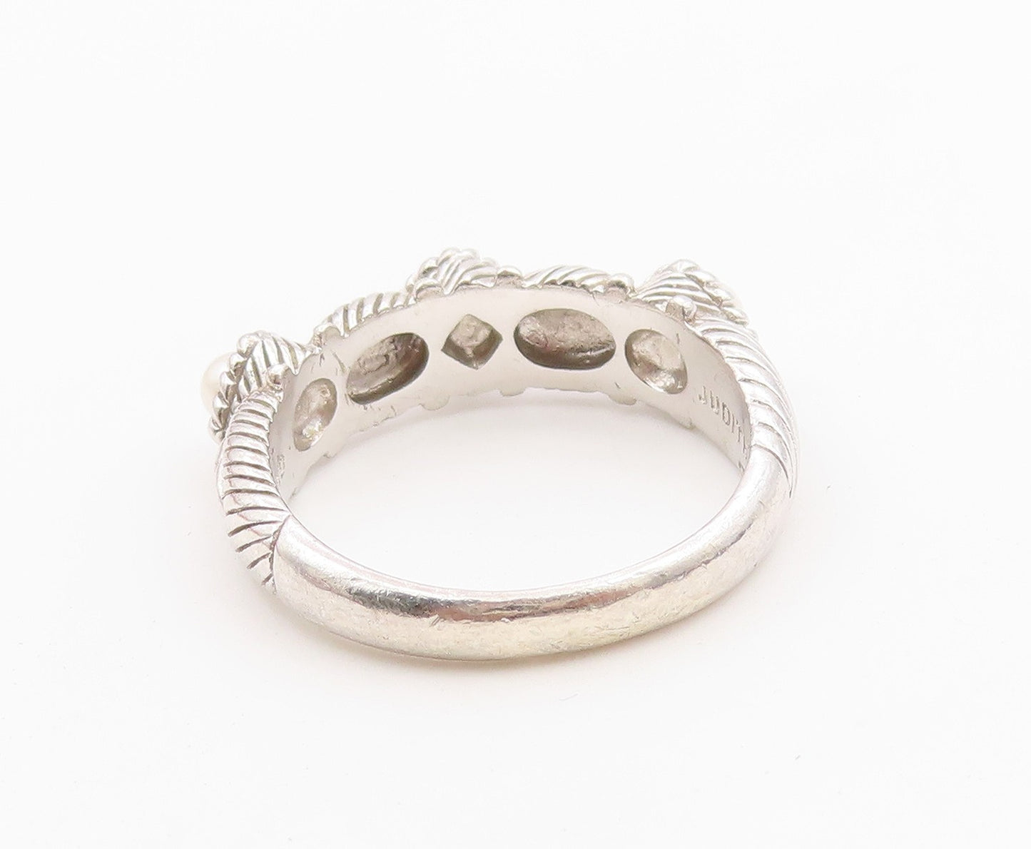 925 Sterling Silver Vintage Ring JUDITH RIPKA Triple Pearl Band  Sz 9  RG36491