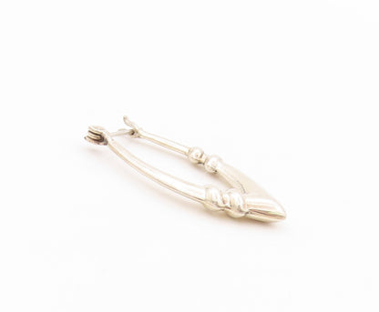 925 Sterling Silver Vintage Earrings Shiny Hollow Fluted Detail Hoops EG13553