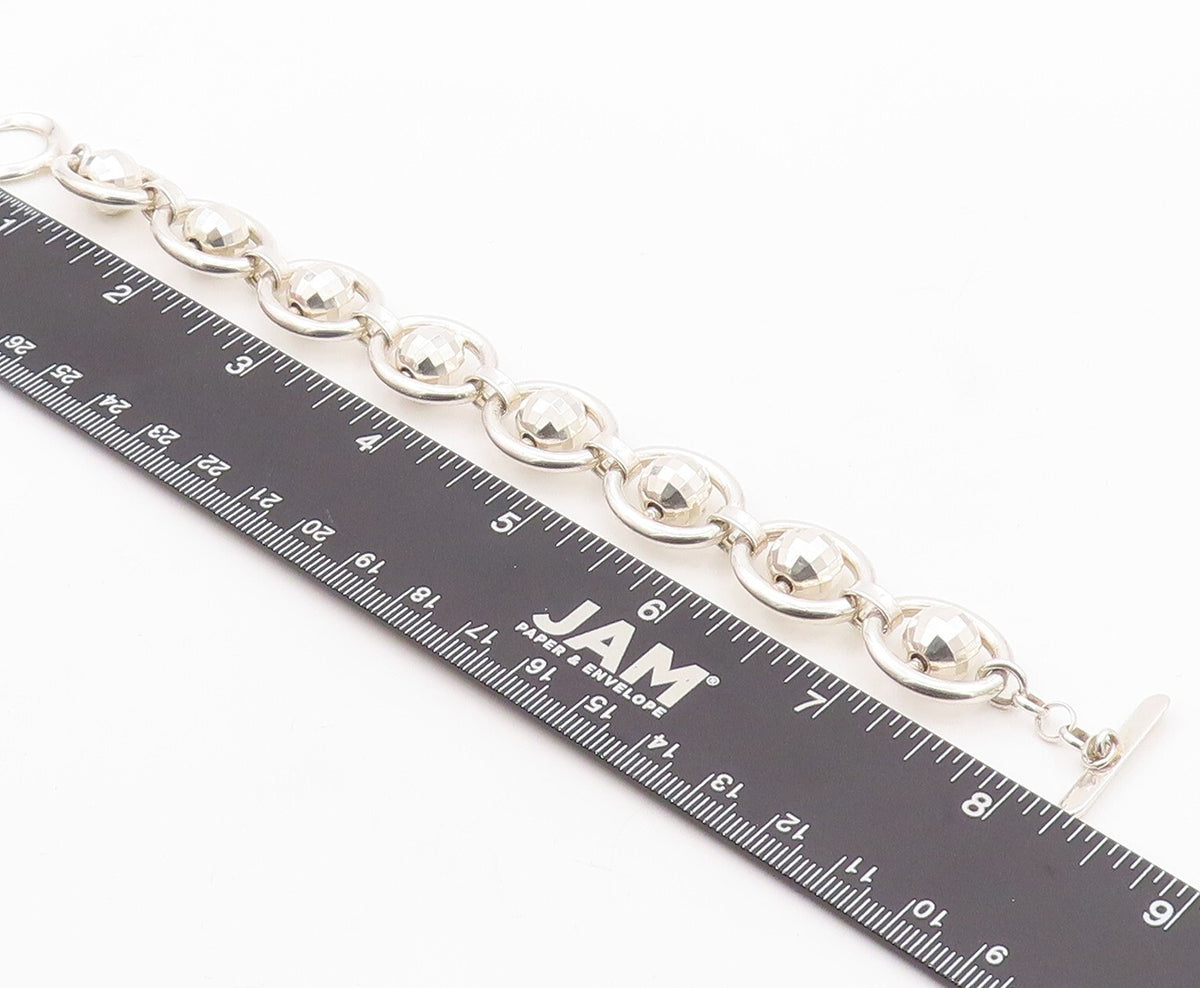 925 Sterling Silver Vintage Bracelet Brads Halo Rings Linked  BT10792