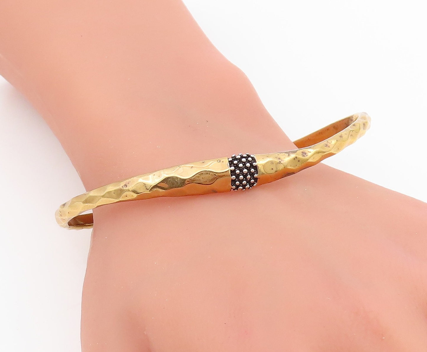 925 Sterling Silver Vintage Bracelet MICHAEL DAWKINS Gold Plated Bangle  BT11495