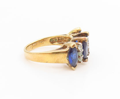 925 Sterling Silver Vintage Ring Gold Plated Sapphire & Peridot  Sz 6.5  RG35987