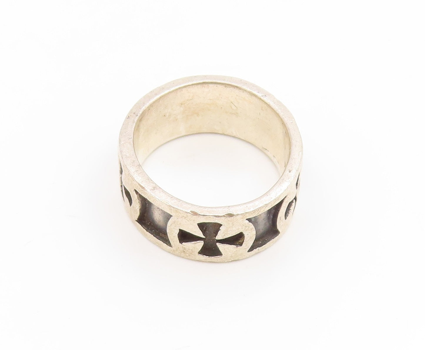 925 Sterling Silver Vintage Ring Religious Cross Cutout Band  Sz 5.5  RG35155