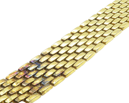 925 Sterling Silver Vintage Gold Plated Brick Layer Chain Bracelet  BT7159