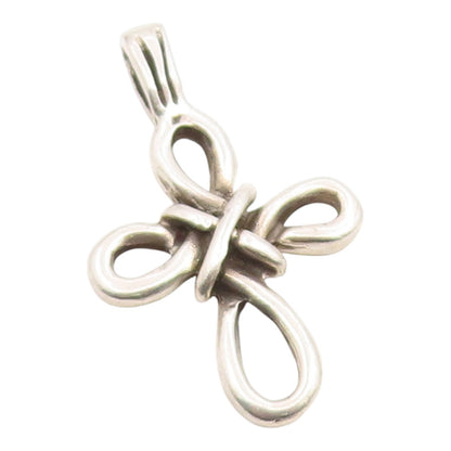 925 Sterling Silver Vintage Pendant Modernist Celtic Knot Holy Cross  PT26127