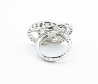 925 Sterling Silver Pearl & Multi Color Topaz Cocktail Ring Sz 7 RG6567