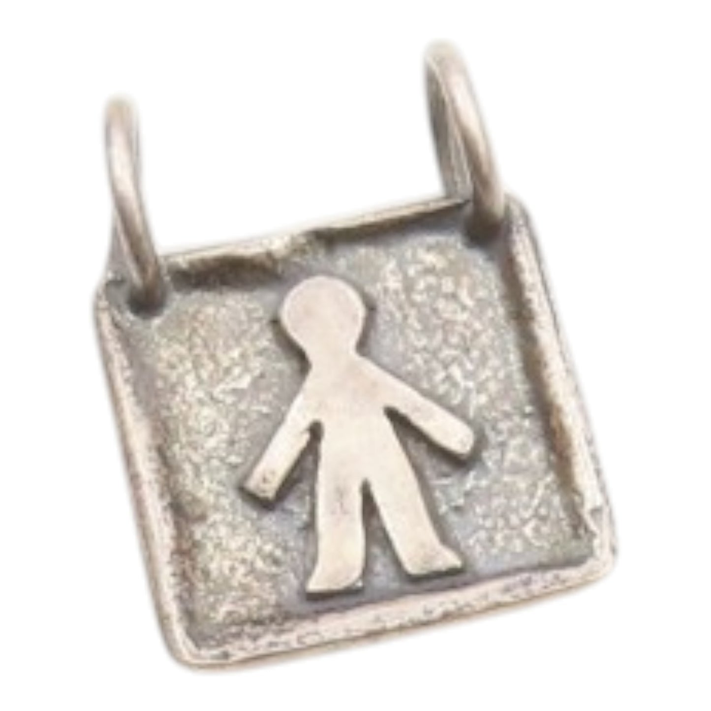 SILPADA 925 Silver  Vintage Carved Person Figure Square Frame Pendant  PT20501