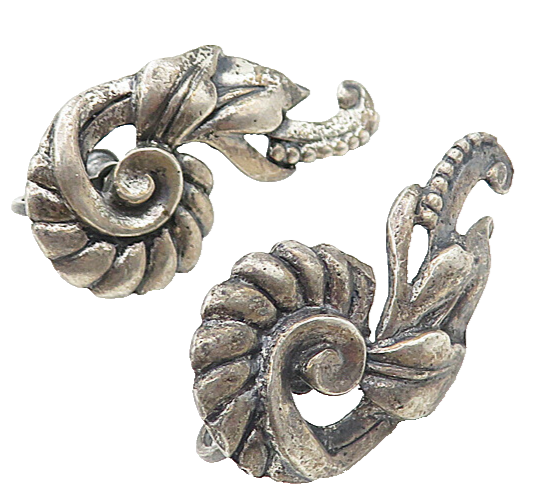 925 Sterling Silver  Vintage Dark Tone Floral Swirl Non Pierce Earrings EG3933
