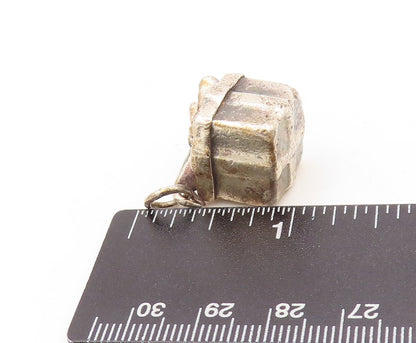 925 Sterling Silver Vintage Pendant Cubical Solid Christmas Gift  PT23616