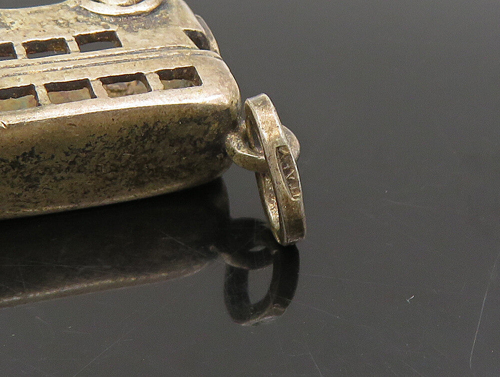 925 Sterling Silver  Vintage Petite Double Decker Bus Pendant  PT19505