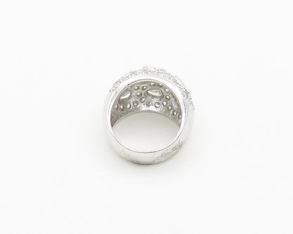 925 Silver   Vintage Cubic Zirconia Tear Drops Dome Band Ring Sz 8  RG19411