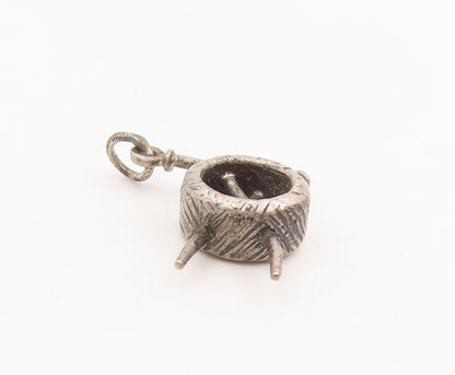 925 Sterling Silver Vintage Pendant Knitting Needle & Yarn Ball Charm  PT25697