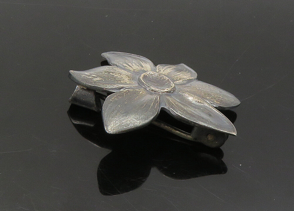 EILER & MARLOWE DENMARK 925 Silver  Vintage Oxidized Flower Brooch Pin  BP8707