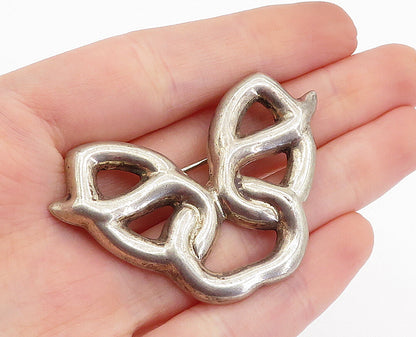 MEXICO 925 Sterling Silver  Vintage Open Tied Ribbon Design Brooch Pin  BP1091