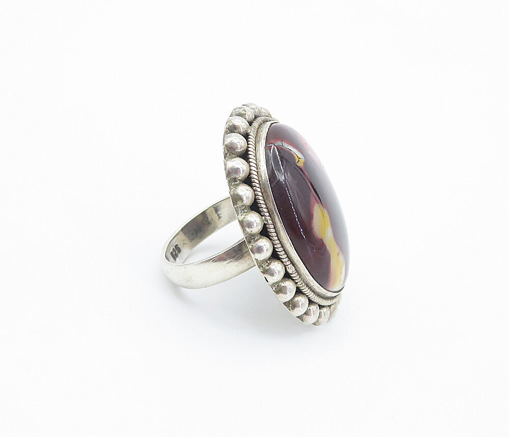 925 Sterling Silver  Cabochon Cut Jasper Twist Cocktail Ring Sz 7.5  RG8490
