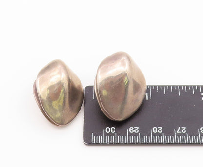925 Sterling Silver Vintage Earrings Modernist Solid Dome Shape Clip On  EG14529