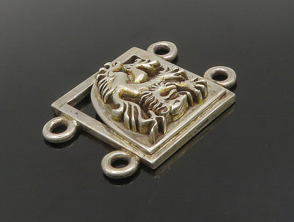 925 Sterling Silver  Vintage Carved Roaring Tiger Square Pendant  PT20363