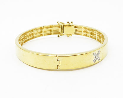 925 Sterling Silver Genuine Diamonds Gold Plated Bangle Bracelet  BT5250