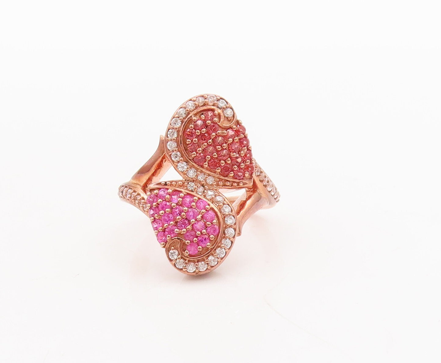 925 Sterling Silver Vintage Ring Rose Gold Plated Sapphire  Sz 7  RG29781