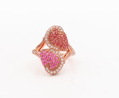925 Sterling Silver Vintage Ring Rose Gold Plated Sapphire  Sz 7  RG29781