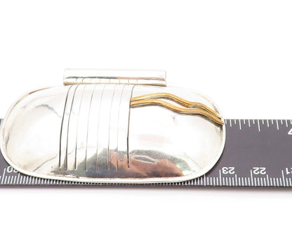 925 Sterling Silver Vintage Pendant MOSKOWITZ Rectangle Domed Grooved  PT23938