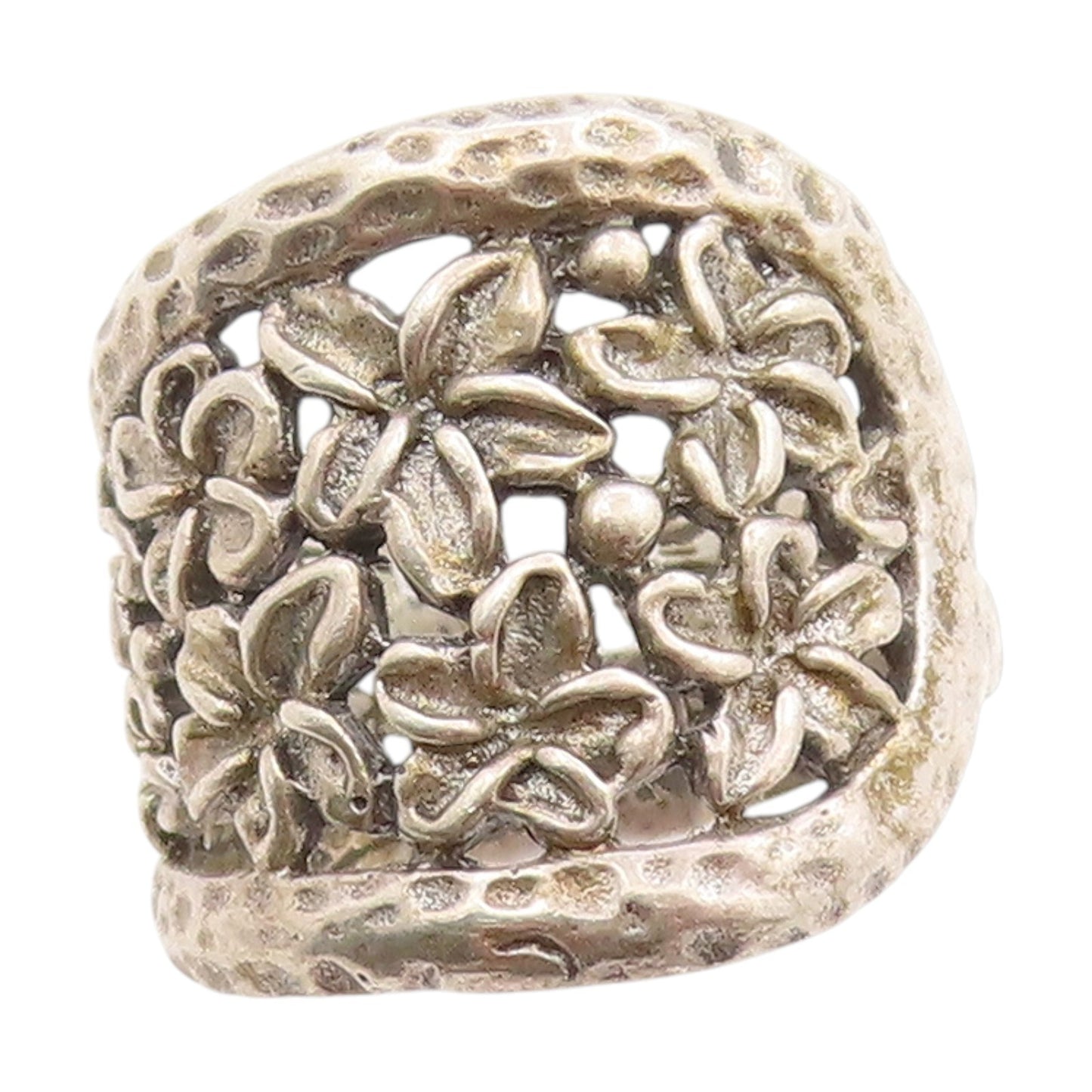 925 Sterling Silver Vintage Ring Daisy Floral Petals Cut Out Band  Sz 7  RG33648