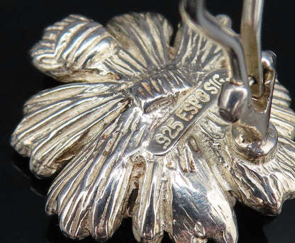 ESPO SIG 14K GOLD & 925 Silver Vintage Chrysanthemum Clip Earrings EG12188