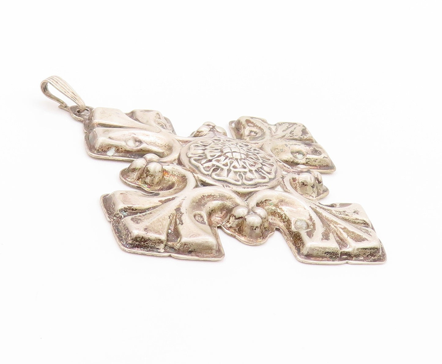 925 Sterling Silver Vintage Pendant REED & BARTON Antique Floral Carved  PT24038