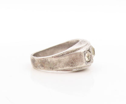 925 Sterling Silver Vintage Ring Antique Design Topaz Inlay  Sz 10.5  RG31438