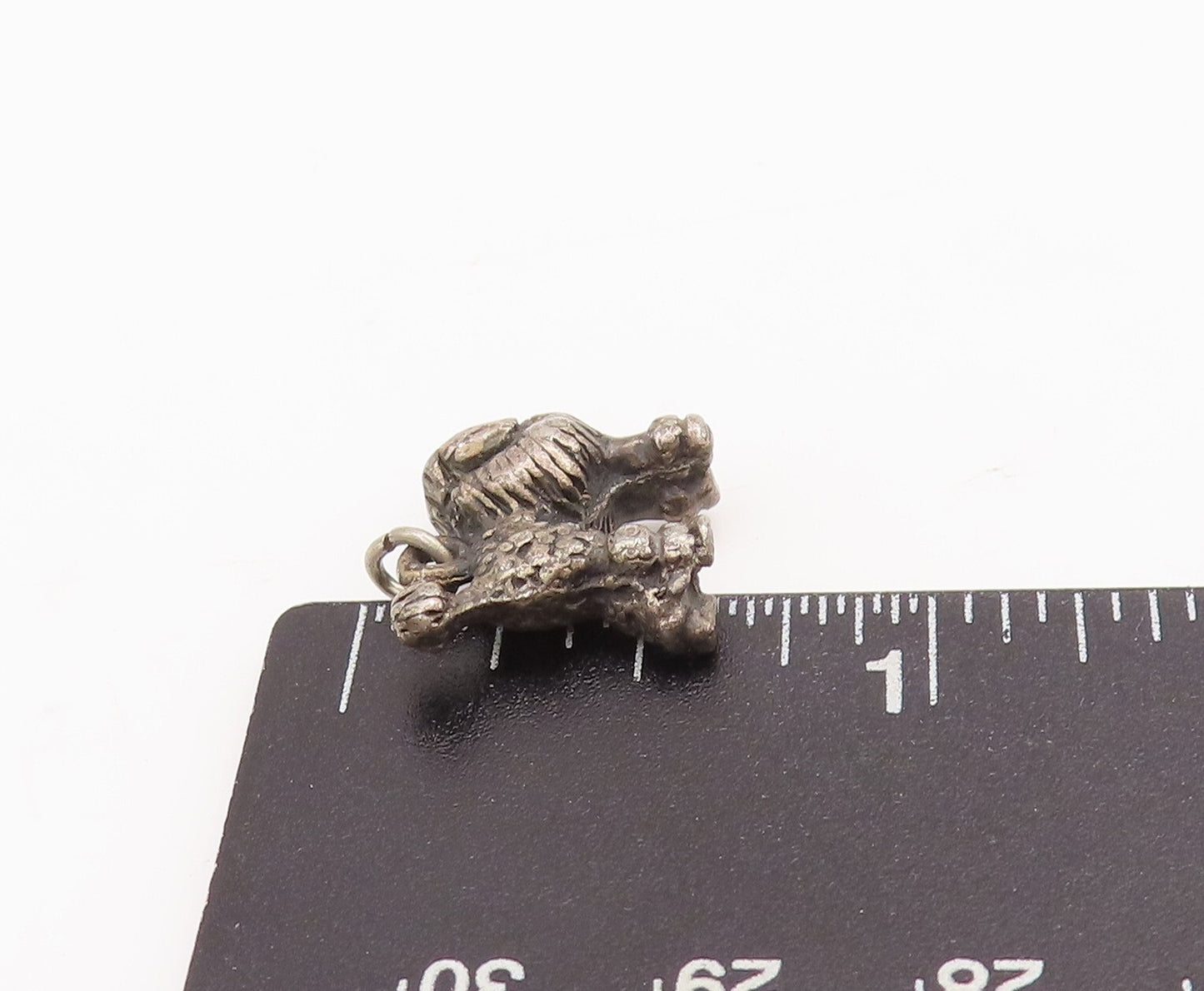 925 Sterling Silver Vintage Pendant Solid Carved 3D Mini Charm Lion  PT23312