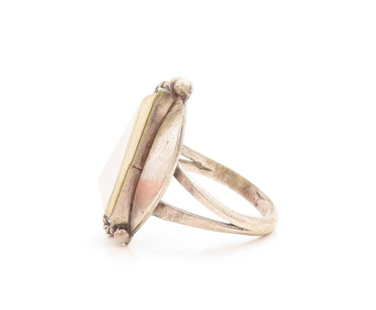 925 Sterling Silver Vintage Ring Designer Mother Of Pearls  Sz 6.5  RG31471