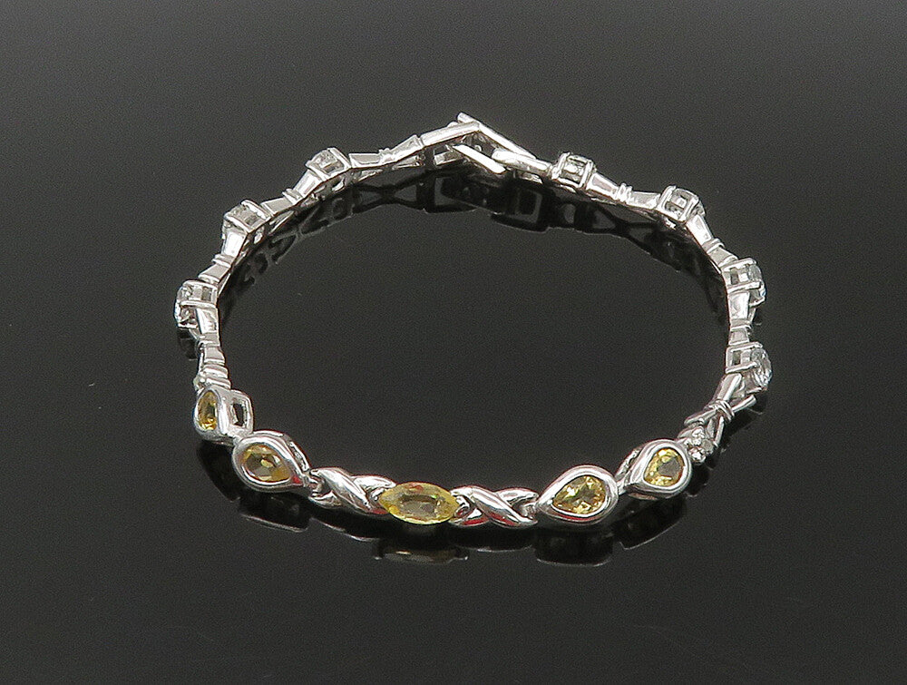 925 Sterling Silver  Faceted Citrine & Topaz Tennis Bracelet  BT1162