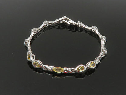 925 Sterling Silver  Faceted Citrine & Topaz Tennis Bracelet  BT1162