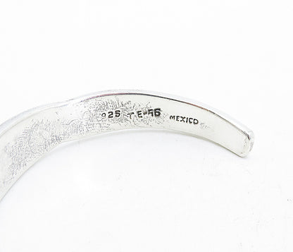 MEXICO 925 Sterling Silver  Vintage Shiny Enamel Pattern Cuff Bracelet  BT1597
