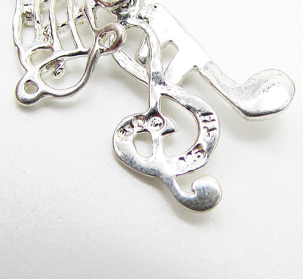 925 Sterling Silver  Music Lovers Notes Drop Pendant  PT2029