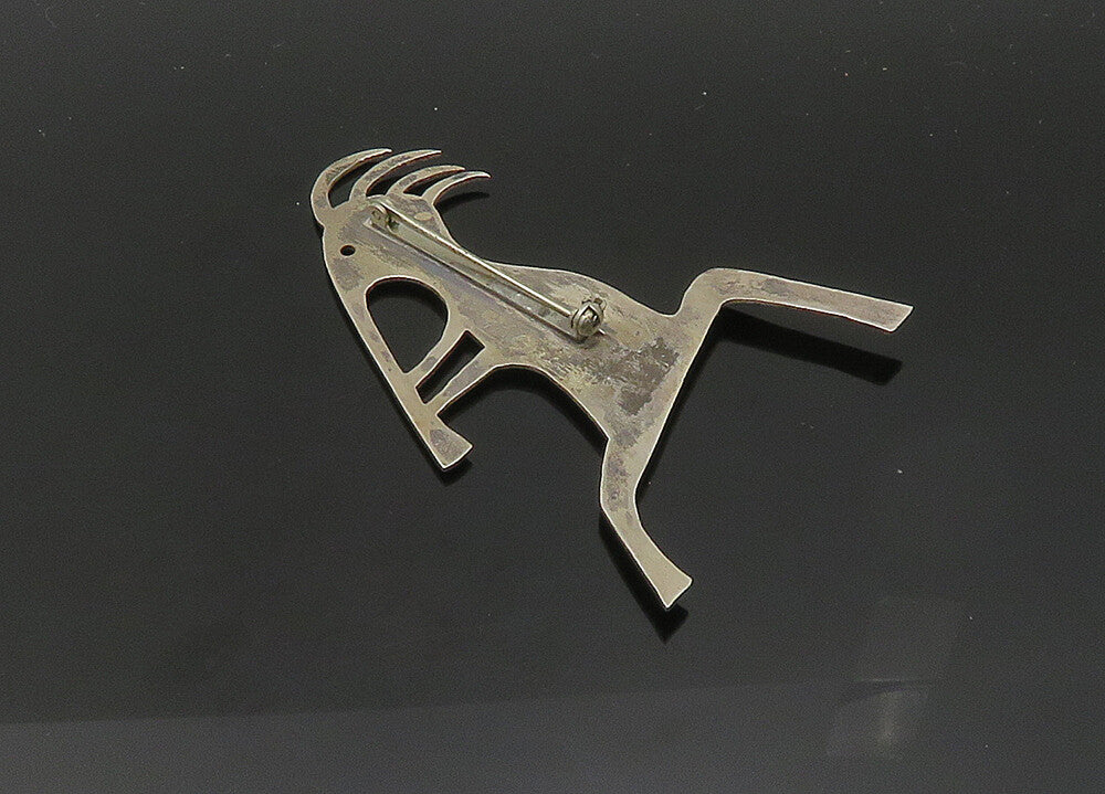 DESIGNER 925 Silver  Vintage Modernist Kokopelli Dancer Brooch Pin  BP8161